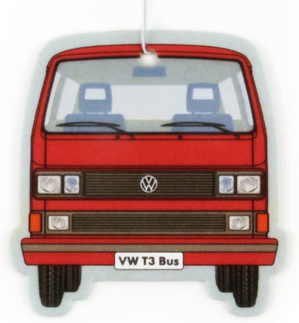 BRISA VW Collection - Volkswagen Scented Car Air Freshener Fragrance Deodorizer for Car/Auto or Home with Volkswagen Vanagon Bus T3 Camper Van FrontDesign (Vanilla/Red)