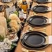 Supernal 350pcs Black & Gold Plastic Dinnerware Set, Elegant Black Plates with Golden Edges, Gold Plastic Silverware, Durable Tableware Perfect for Birthdays, Parties, Wedding, Celebration