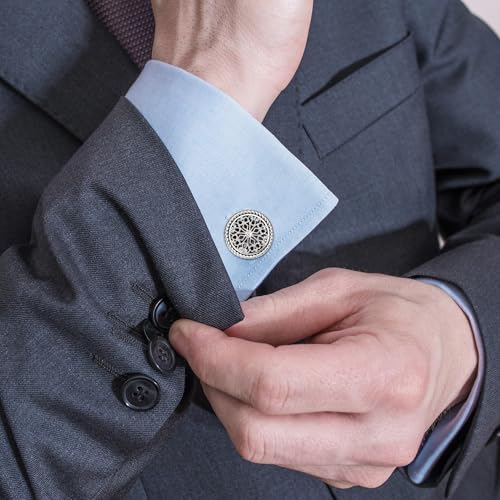 Image of Cuff Links Mens, Cufflinks for Men, Men's Cuff Links for Wedding, Business, Father's Day, Gift for Men, 18K Gold Plated with Luxury Wooden Gift Box