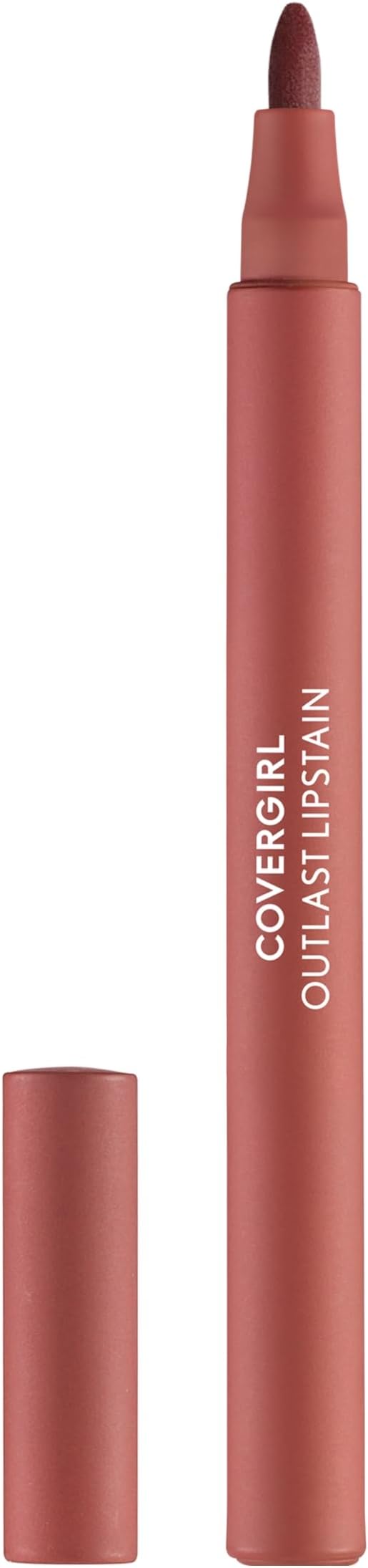 Covergirl Outlast Lipstain, 65 Natural Blush, Smooth Application, Precise Pen-Like Tip, Transfer-Proof, Satin Stained Finish, Vegan Formula, 0.06oz