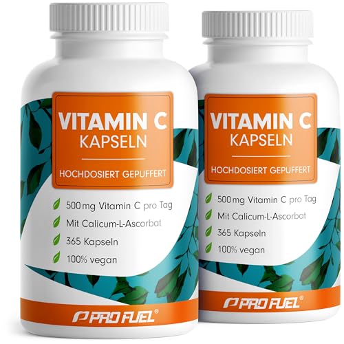 Vitamin C hochdosiert - 730 Kapseln - 500 mg Vitamin C gepuffert - hochwertiges Calcium-Ascorbat optimal hochdosiert - laborgeprüft mit Zertifikat - 100% vegan 2x 365 Kapseln 1