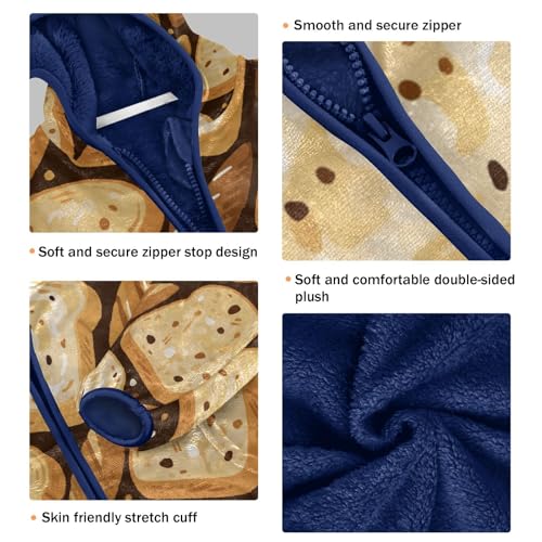 Toast with Peanut Butter Spread Toddler Fleece Jacket Girl Boys Hooded Fleece Jacket Coat Warm Outwear Zip-up 3-10T3