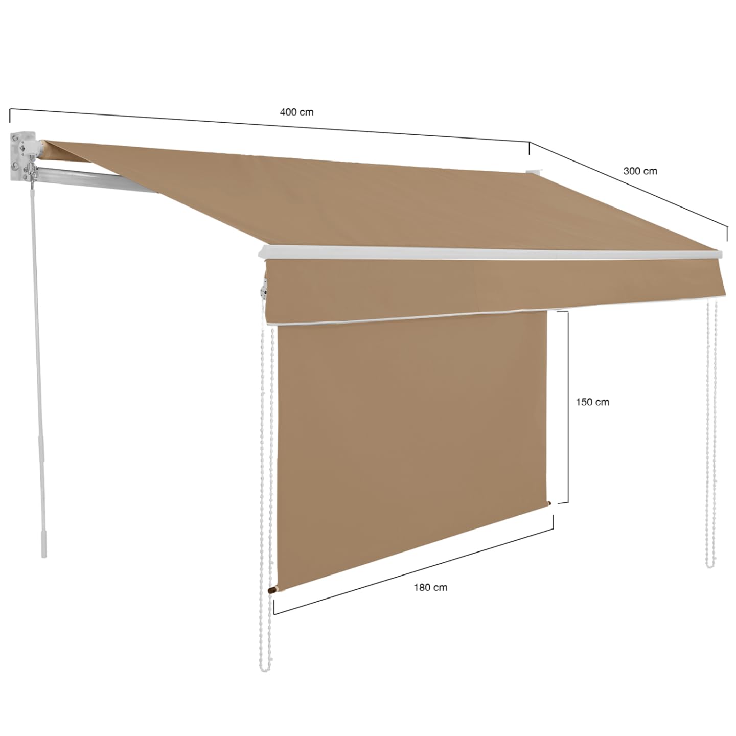 IDMarket - Store banne Manuel 4x3 M Taupe Lambrequin H.1,40 M