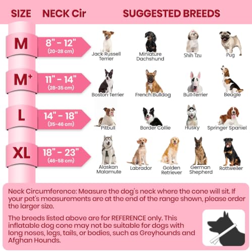 Image of Inflatable Dog Cone for Large Dog to Stop Licking with Soft Guard | 2-in-1 After Surgery Collar, Patented Protective Recovery Donut Collars, Enhanced Detachable Clear Shield for Pets