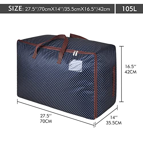 DOKEHOM 105L Large Underbed Clothes Storage Bag with Zip, Moisture Proof (Blue)