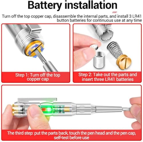 Image of 1 Pcs Electrical Tester Pen, 70-250V Induction Power Detector Pen Electrical Screwdriver Circuit Tester, Electrical Tester Pen with LED Color Light, Non-Contact AC Voltage Tester Pen.