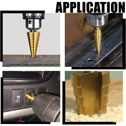 4 Pcs Step Drill Bit Sets,Cone Drill Bit Set,Hex Shank Metric Quick Change with Impact Driver for DIY Woodworking,Metal,Plastic(3-12/4-20/4-12mm) 5 4 Pcs Step Drill Bit Sets,Cone Drill Bit Set,Hex Shank Metric Quick Change with Impact Driver for DIY Woodworking,Metal,Plastic(3-12/4-20/4-12mm) - Image 5