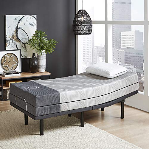 Blissful Nights 13" Ananda Cool Gel and Pearl Infused Hybrid Mattress with Head Tilt Adjustable Bed Base Combo Set (Twin Long)