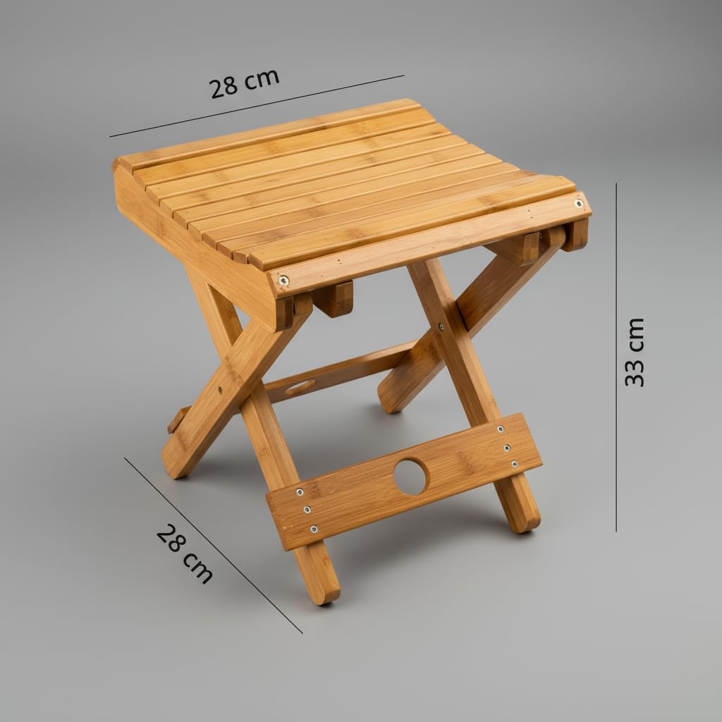 STORIA Wooden Outdoor Adirondack Natural Brown Foldable Coffee Table, Patio End Table for Poolside Garden, Living Room, Bedroom, Small Spaces (Square) 1