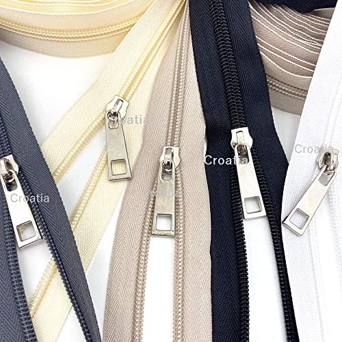Image of Croatia Heavy Metal Zipper Sliders Zipper Repair Size No.5 (Silver) Replacement Sewing DIY for Luggage Purses Bags (Pack of 10)