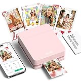 Nelko Photo Printer, PP01 Color Mini Portable Printer, Instant Smartphone Inkjet Printer, Sticky-Back Rechargeable Portable Picture Printer for iOS & Android, Smart AI APP, Valentine's Day Gift, Pink