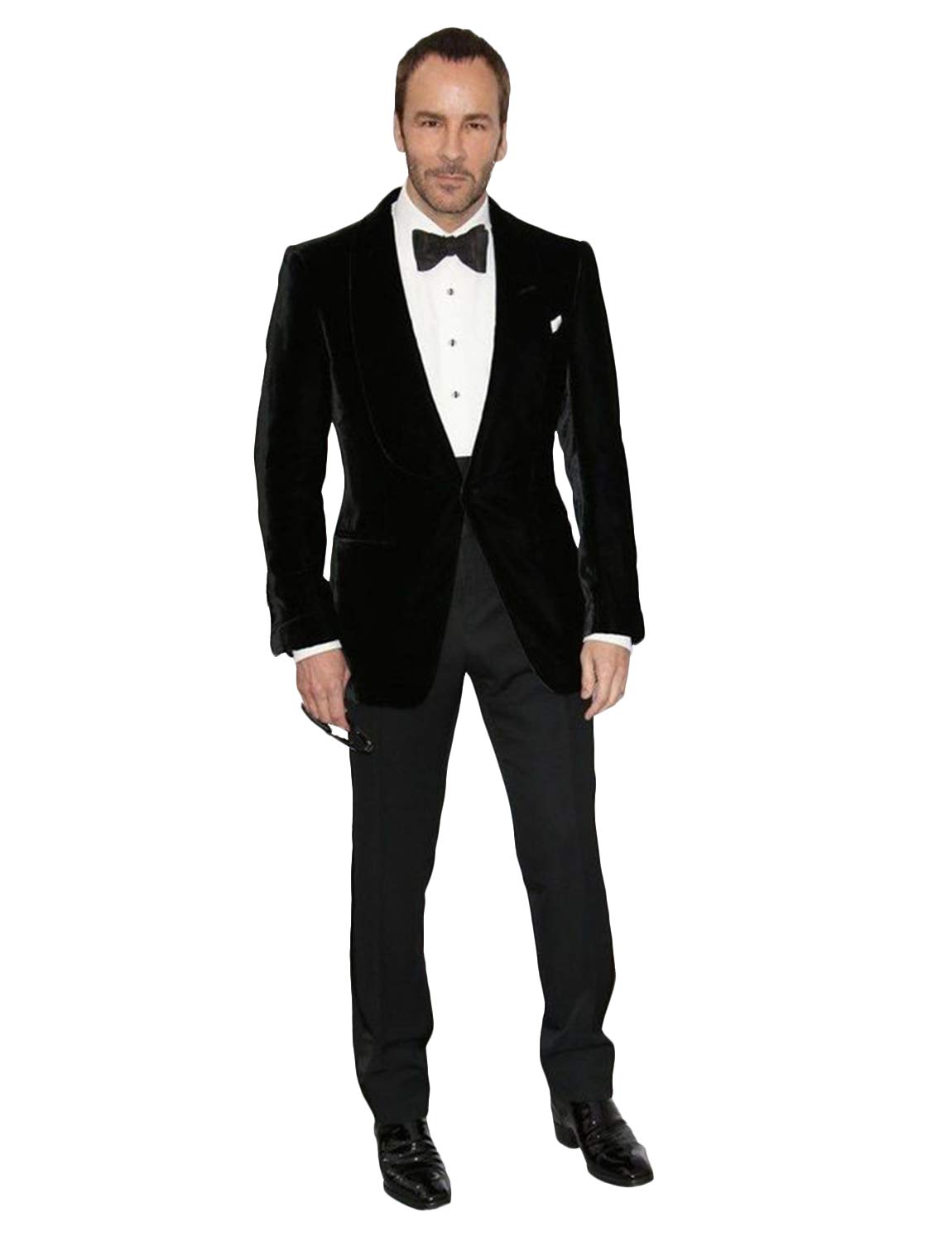 Hombre Traje de Terciopelo de un botón de Dos Piezas Slim Fit Novio Esmoquin de Boda