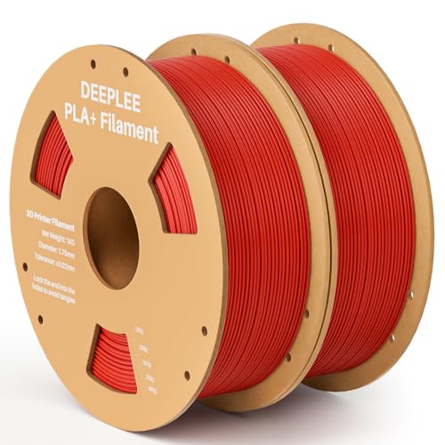 DEEPLEE PLA+ 1.75mm 3D Printer Filament, PLA Plus with Dimensional Accuracy +/- 0.02mm, Higher Strength and Toughness, Neatly Wound, No Clogging, Fits for Most FDM 3D Printers, 2KG Red