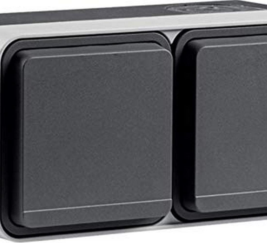 Prise double Schuko grise horizontale pour eviter les multiprises murales