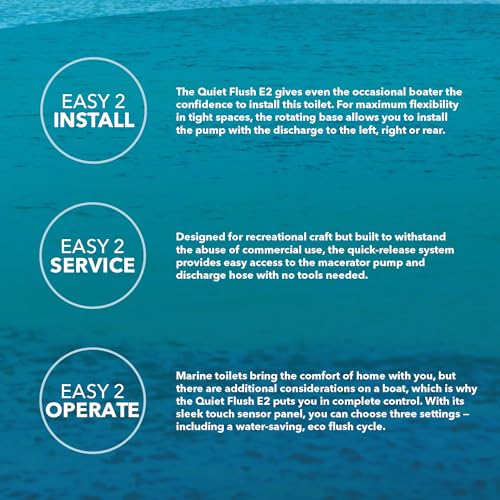 Image of Jabsco 38245-4194 Quiet Flush E2 Electric Marine Toilet, 24 V, Raw Water | Touch Sensor Flush Panel, Eco Water-Saving Flush, Easy Install & Service Head, Raw Water w /Rinse Pump, Regular Bowl, 24 Volt