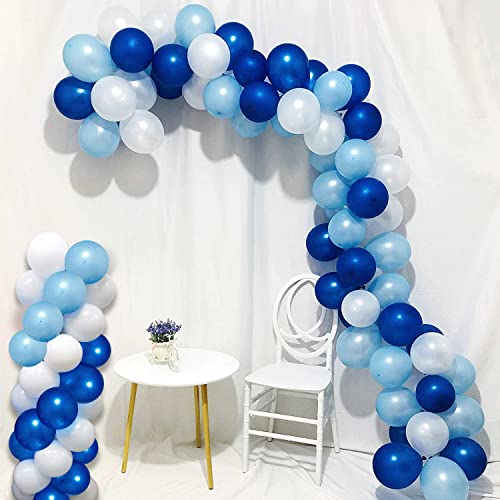 Image of Party Propz Blue and White Balloons for Decoration - Pack of 50 Pcs Blue Balloons For Decoration | Blue Metallic Balloons | Birthday Decoration Items for Boy | With Curling Ribbons (Latex)