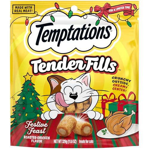 Temptations Tender Fills Crunchy and Soft Adult Cat Treats, Festive Feast Roasted Chicken Flavor, 11.6 oz. Pouch