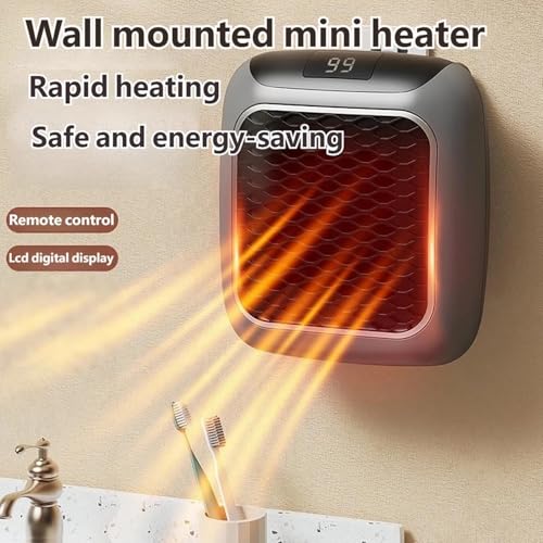 Plug in Heater, 800W Fan Heater for Home with 2 Modes, PTC Ceramic Heating, 1 to 12 H Timer, Overheating Protection and Remote Control, BS Plug - Image 3