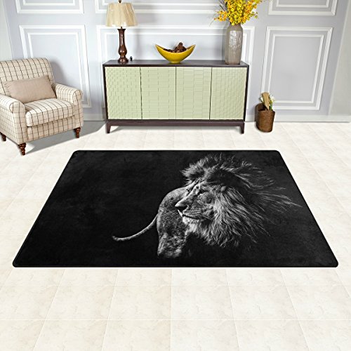 Yochoice Non-Slip Area Rugs Home Decor, Hipster Cool Lion Animal Floor Mat Living Room Bedroom Carpets Doormats 60 X 39 Inches #TOP2