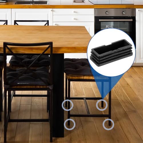 Image of uxcell 16 Pcs Rectangle Tubing End Caps 2 3 /8 x 1 Inch Plastic Hole Plugs Insert End Cap for Metal Tubing Post Chair Leg Table Bookshelves Furniture, Black