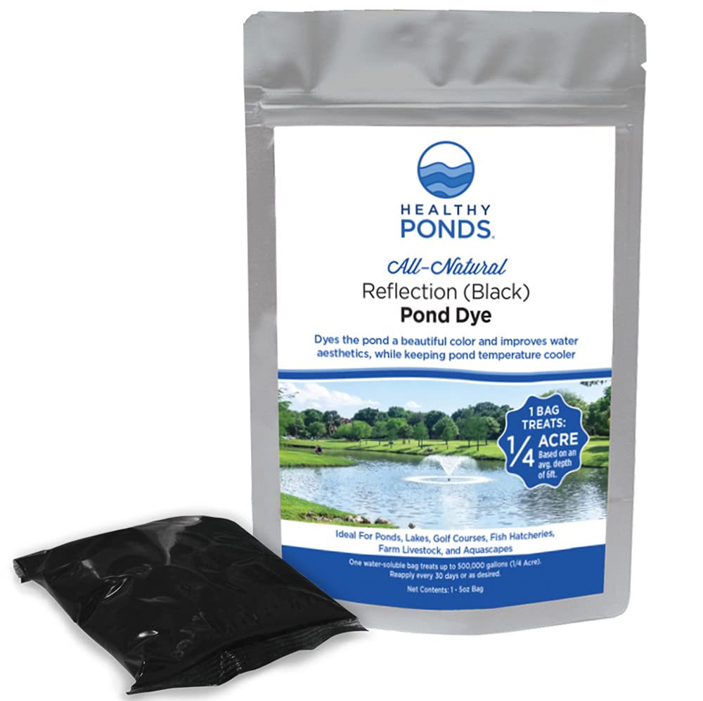 Healthy Ponds Pond Water Dye, Reflection (Black), 5 Ounce Water Soluble Bag, Treats up to 500,000 Gallons