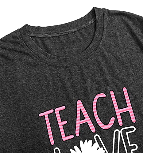 Women's T-Shirt Teaching Kindness Teacher Shirt Funny Short Sleeve Inspirational Graphic Tee Top4
