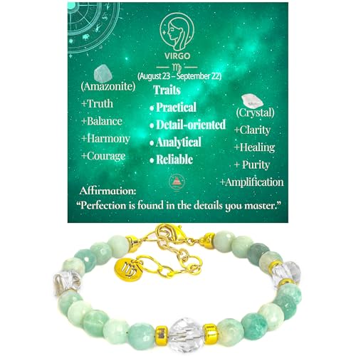Zodiac Bracelets for Women 12 Constellations Healing Crystal Shiny Facet Beads Birthstone Bracelet Birthday Inspirational Gifts for Women Horoscope Astrological Bracelet