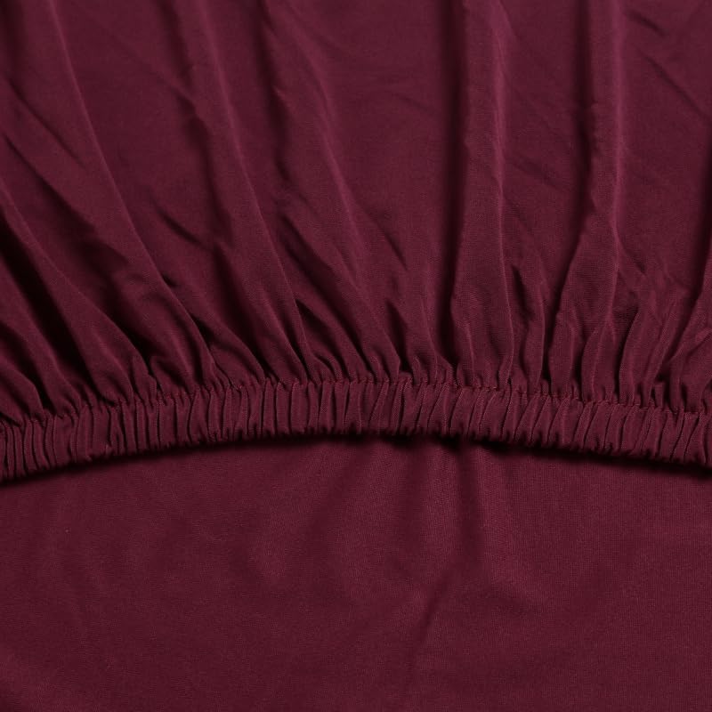 Miniatura 4 de Funda elástica para sofá de 1234 plazas, fundas para sofá modular en forma de L, protector de muebles con fundas de almohada gratis (borgoña, sofá