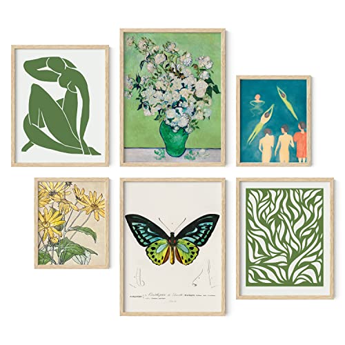 HAUS AND HUES Framed Vintage Wall Art – Matisse Floral Prints, Botanical Artwork, Retro Posters, Classic Vintage Art (Beige Frame)