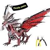 Piececool Black Dragon King 3D Metal Model Building Kits with DIY Tools Set, Challenging 3D Metal Puzzles for Family Time, Great Christmas Birthday New Year Gifts