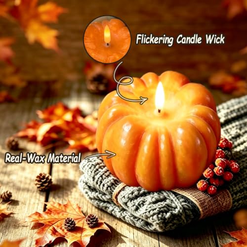 300 Hours Rechargeable Flickering Flameless Wax Pumpkin Candles $14.99 AC - image 3