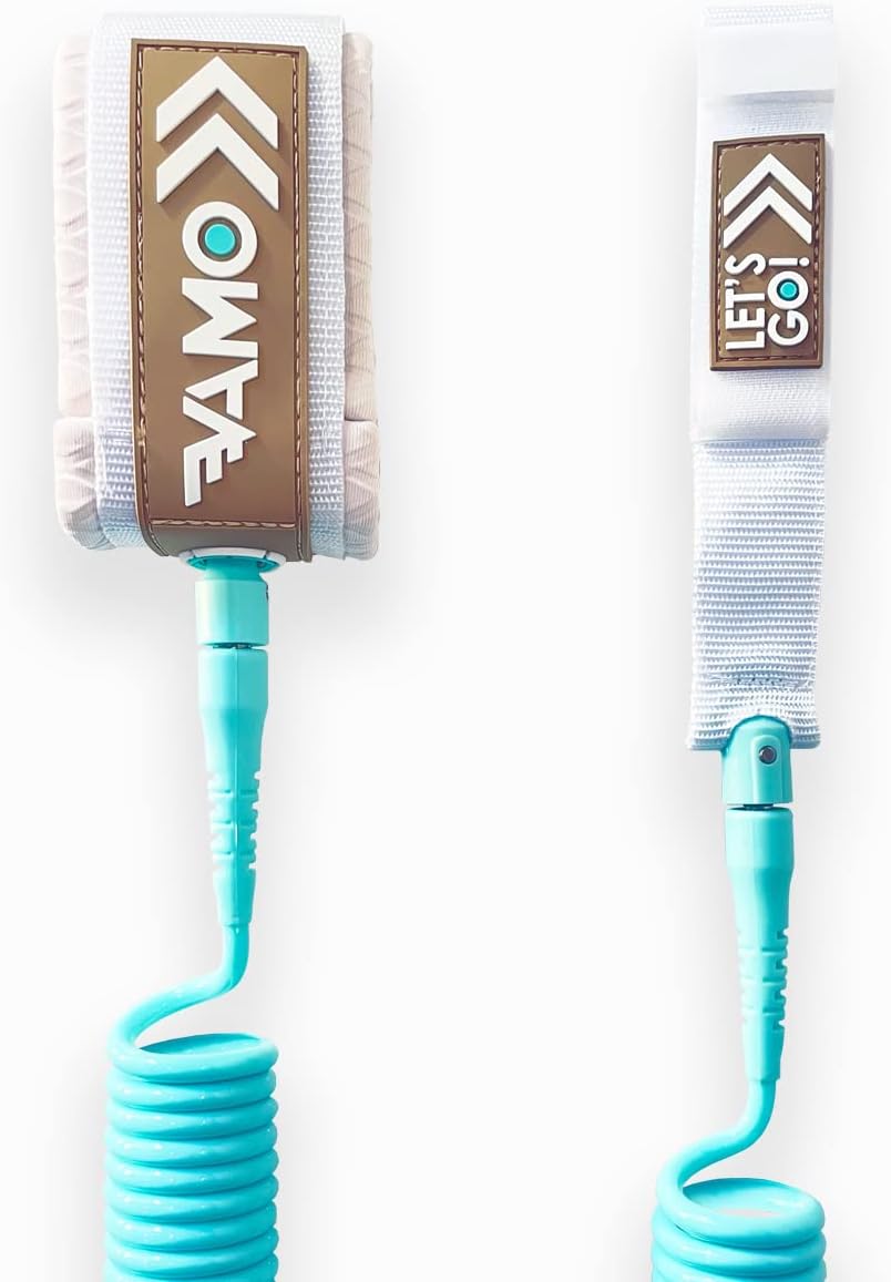 VAMO Premium Coil SUP Leash, 10' and 9' Coiled Paddleboard Leashes. 7mm Thick legrope, Replacement for Stand Up Paddleboards, ISUP or Surf Board
