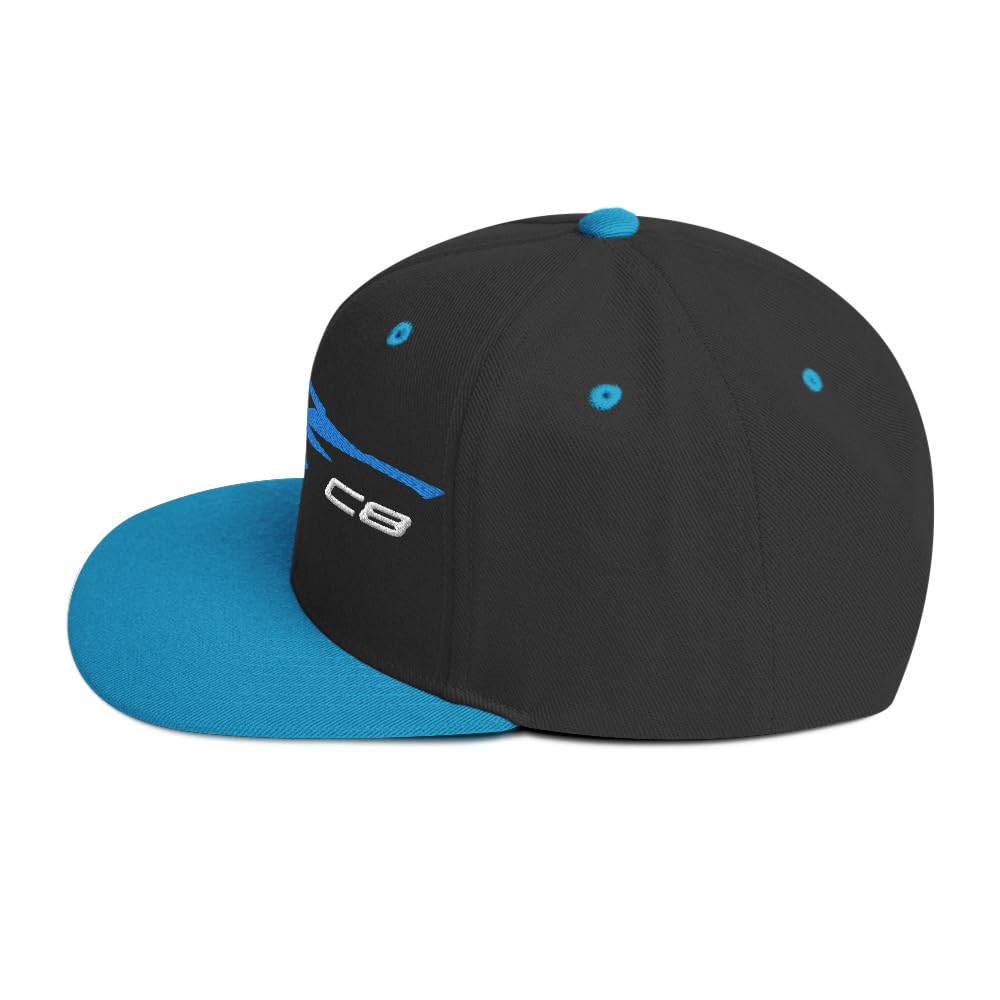 Samochód sportowy C8 zarys sylwetka szybki niebieski samochód sportowy właściciel czapka snapback