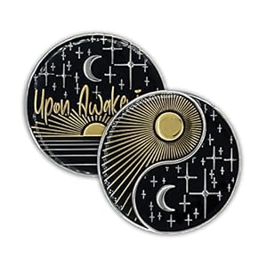 Upon Awakening Sobriety Chip AA Coin Recovery Gift Affirmation Token | Sun and Moon Yin Yang Gold Plated Medallion