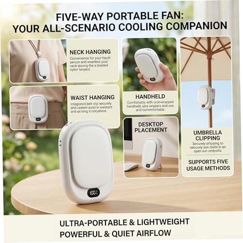 Ventilateur portable multi-usure à 4 vitesses et écran LED - 5