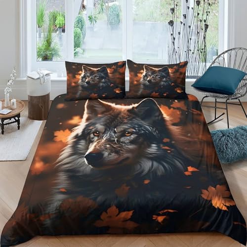 Housse de couette feuilles d'automne 260x220cm en microfibre douce