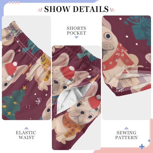 ZZXXB Xmas Tree French Bulldog Boys Long Pants Soft Trousers Elastic Waist Kids Lounge Bottoms with Pockets S-XL4
