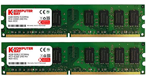 Komputerbay 8GB 2X 4GB DDR2 533MHz PC2-4200 PC2-4300 DDR2 533 (240 PIN) DIMM Desktop Memory