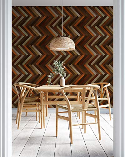Image of DWELLSINDIA Zig Zag Wooden Self Adhesive Wallpaper Waterproof, Scratch Resistant, Laminated 41cm x 244cm