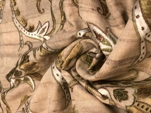 Soie brodé motif floral Tussar 18644 tissu au mètre de 121cm
