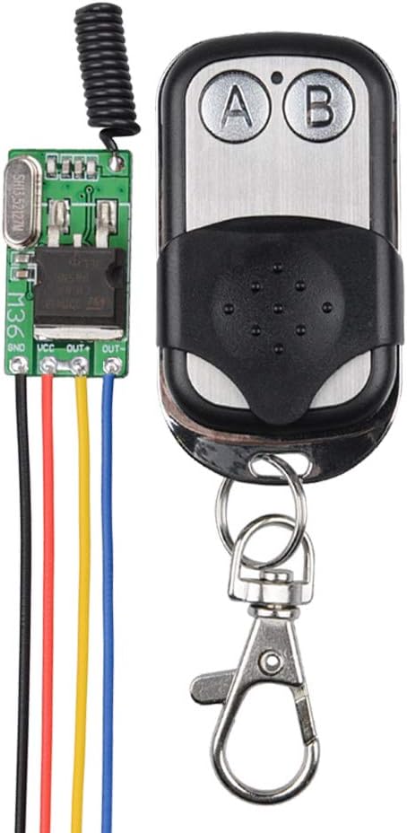 DC 6V - 36V Wireless Remote Switch Secure RF Remote Control, Universal 1-Channel 433MHz Latching Switch Transmitter with Receiver for Car, Bus, Truck, Motorcycle, Battery & More