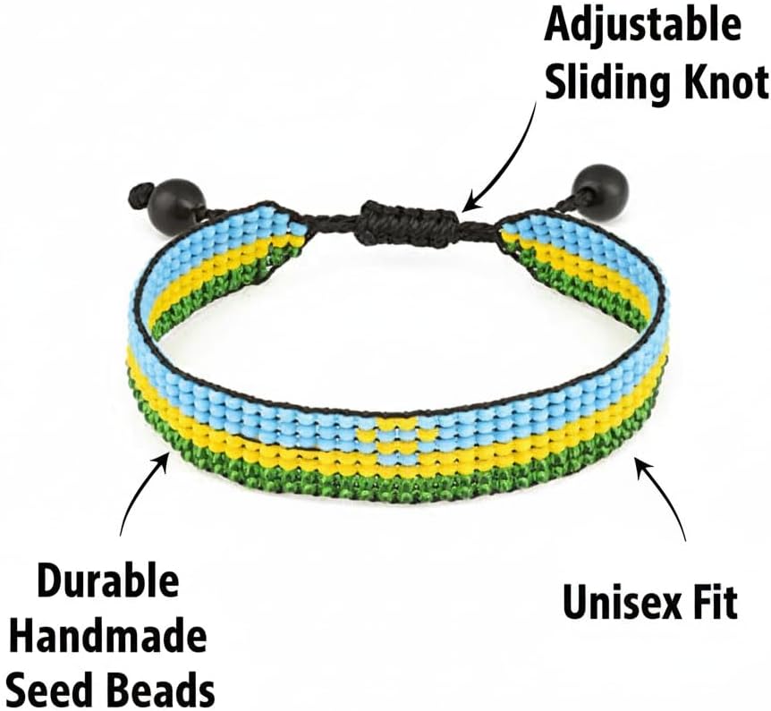 FAHARI Flag Bracelet - Adjustible Wrist Wrap Bracelet - Beaded and Boho Style Rope Bracelet - Country Flag Bracelet - Image 2