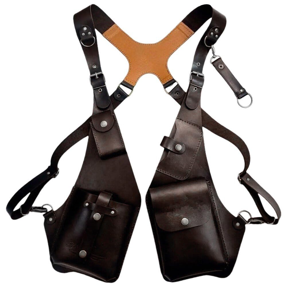 Hrippy Men's Style 1 Anti-Theft Underarm Shoulder Bag Shoulder Harness Bag Retro Leather Strap Bag Leisure Double Shoulder Wallet