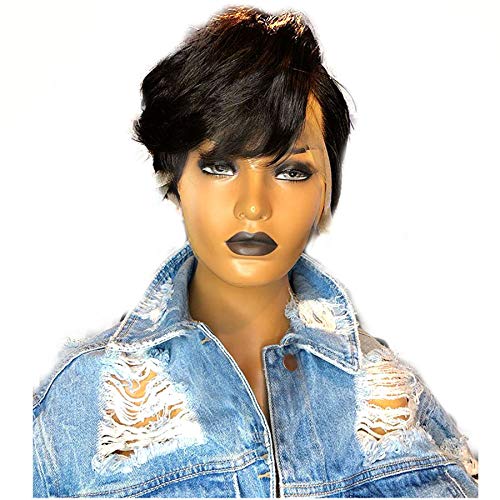 Hesperis Brazilian Hair Short Bob Pixie Cut 13X6 Free Deep Part Lace Front Human Hair Wigs Pre Plucked Baby Hair 130 Density 6Inch
