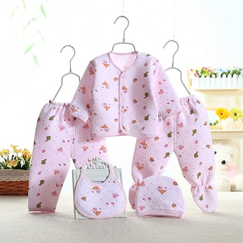 Image of Presents New Born Baby Winter Wear Printed Baby Clothes 5Pcs Sets 100% Cotton Boys Girls Unisex Baby Cotton /Winter or Flannel Suit Infant Clothes