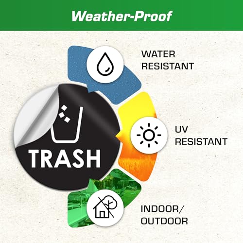 Trash Recycle Compost Stickers - [6-Pack, 4" Inch Round Decals] - Easy to Apply, UV-Resistant for Effective Indoor & Outdoor Waste Management in Kitchens, Offices, and Public Spaces - Thumbnail 5