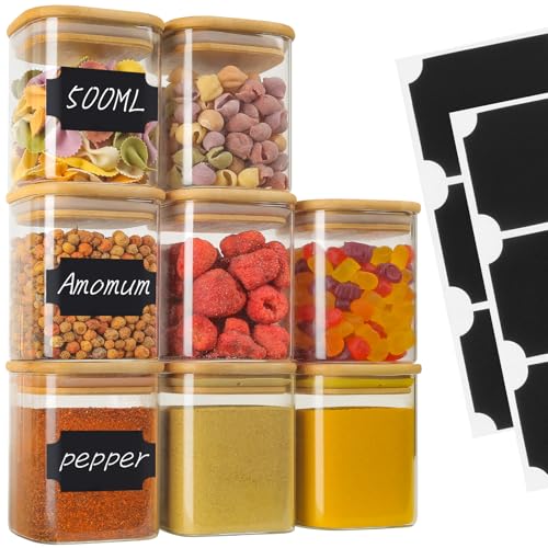 Withosent 500ml Tarros de Cristal con Tapa Bambú,...