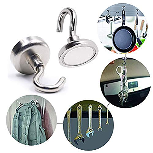H Yanka 75LB Super Strong Neodymium Magnetic Hooks,Indoor/Outdoor Magnet Hooks(Pack of 2)Purpose Indoor、Outdoor、Kitchen、Bathroom、Bedroom、Garage、Lockers 、Office、Car
