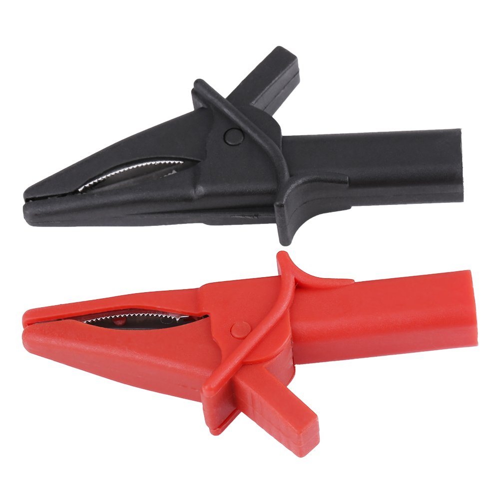 2pcs Full Insulated Crocodile Alligator Clip Large Dolphin Gator Clips with 4 mm Socket for Oscilloscope Test Leads