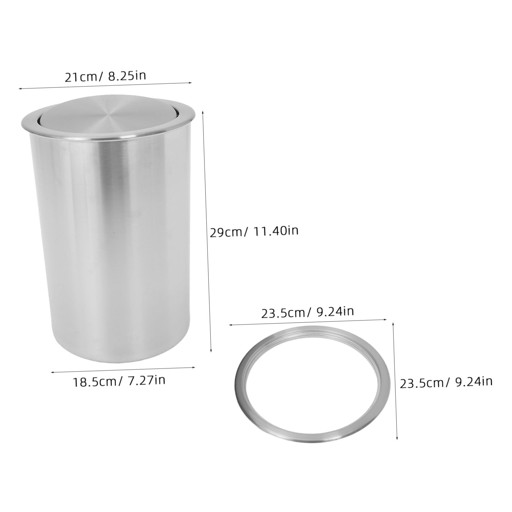 STOBAZA Cubo de Basura de Acero Inoxidable Empotrado para Encimera con Tapa Abatible, Diseño Redondo Moderno y Silencioso Adecuado para Baño y Cocina